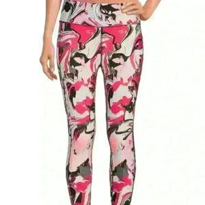 DKNY Sport Pink Print High Waisted 7/8 Length‎ Leggings NWT size XS